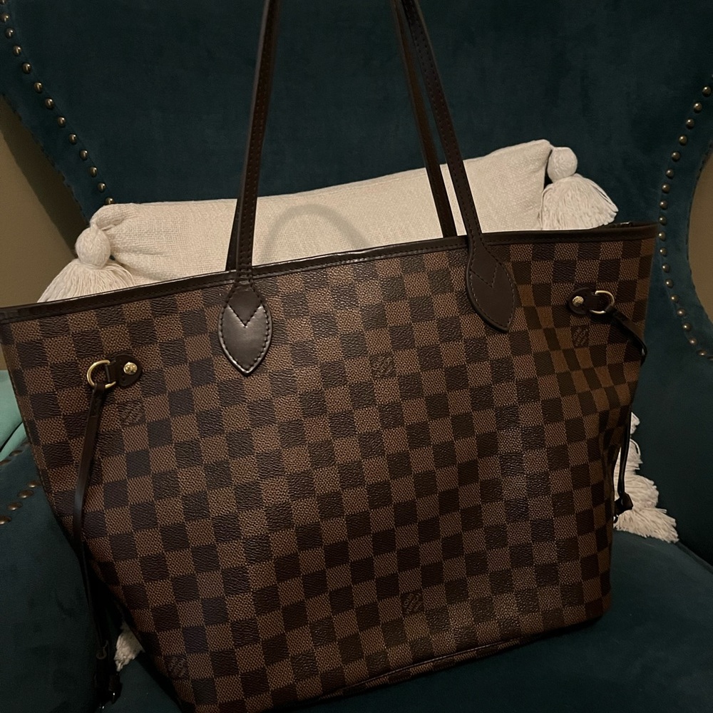Auth Louis Vuitton MM Neverfull tote Damier Ebene